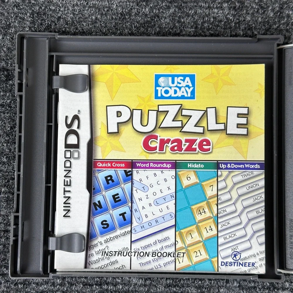 USA TODAY Puzzle Craze Nintendo DS Game Word Roundup Hidato Quick Cross‎ CIB